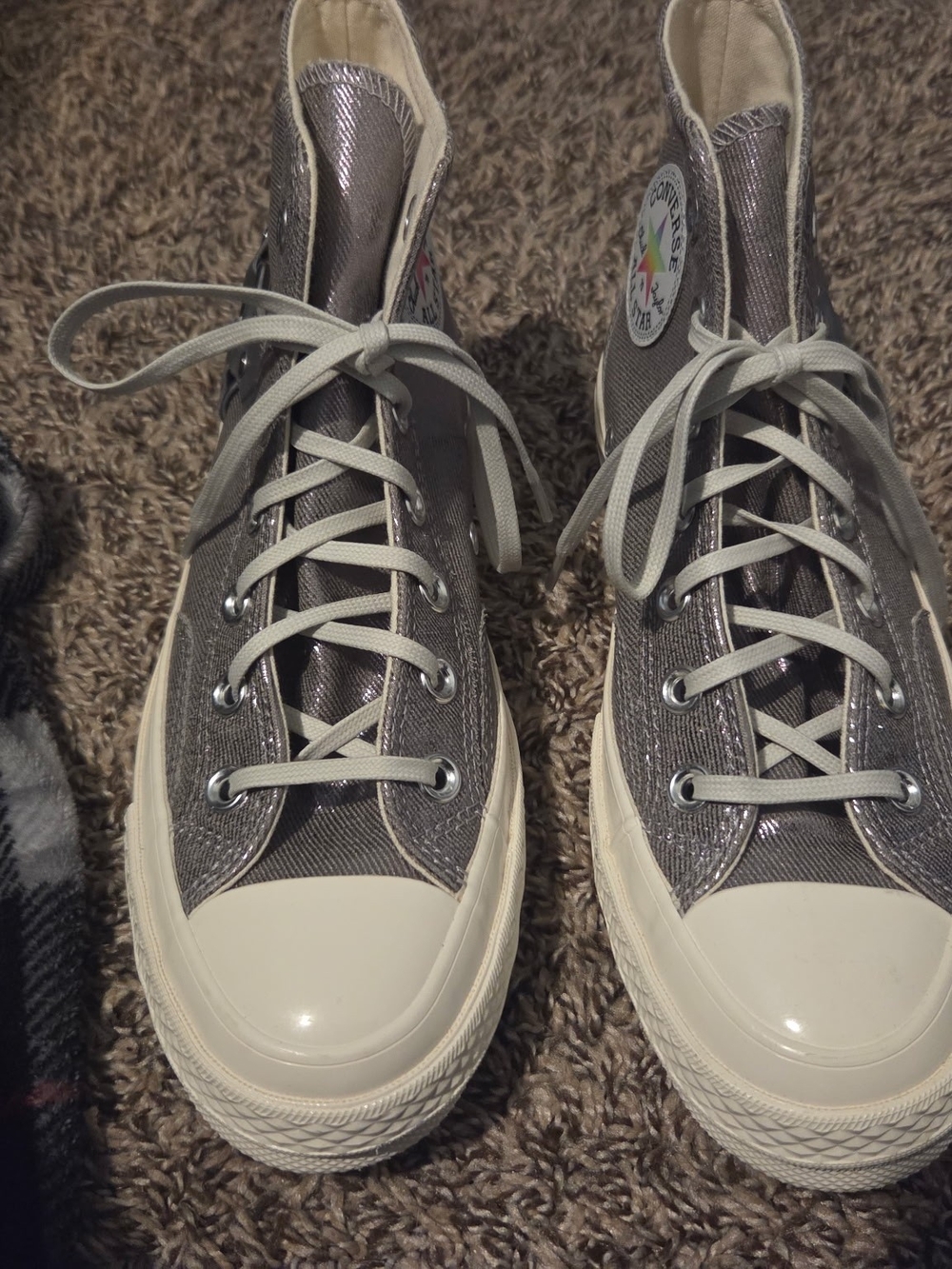 Converse Chuck Taylor High Top Sneakers - Metallic Gray PRIDE Shoes